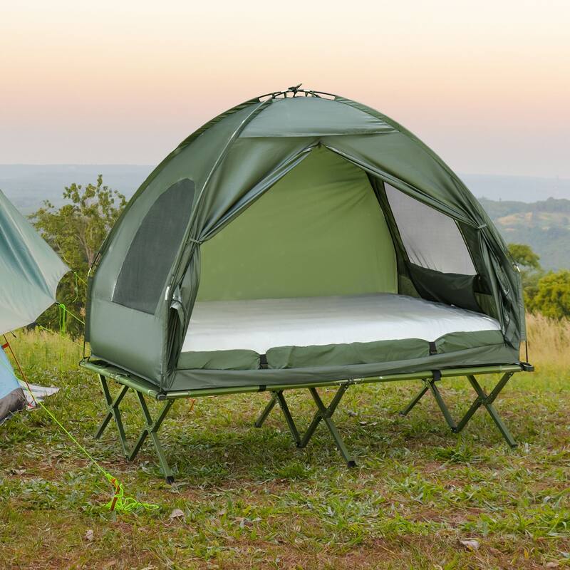 2 Person Foldable 4-In-1 Elevated Camping Bed Tent