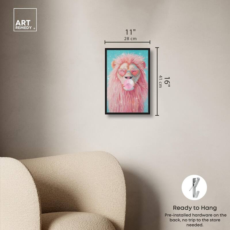 Pastel Lion Bubblegum Canvas by Art Remedy