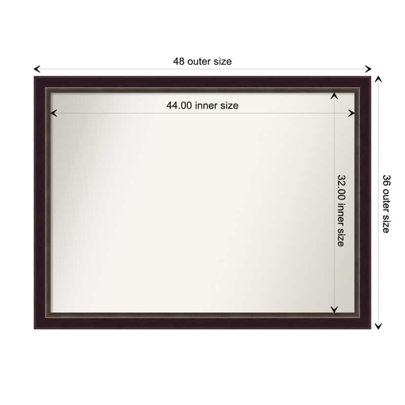Signore Bronze Framed Non-Beveled Custom Wall Mirror, Bathroom Vanity Mirror - Outer Size: 48.25 x 36.25
