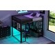 preview thumbnail 13 of 15, Full Gaming Loft Bed with LED, Desk, Open Wardrobe and 3 Linen Drawers