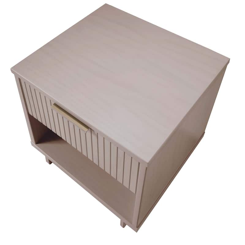 Manhattan Comfort Granville Mid Century Solid Wood 1 Drawer Nightstand Set of 2