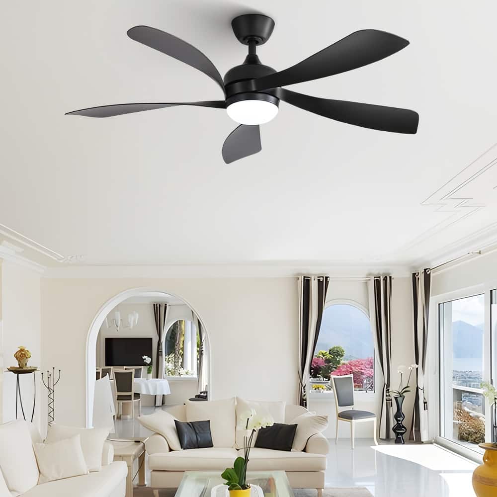 52" Smart Ceiling Fan with Light and Remote Control, 5 ABS Blades, LED Dimmable Optional