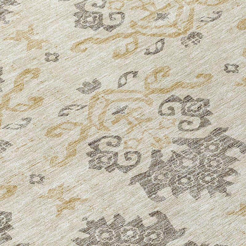 Machine Washable Indoor/ Outdoor Chantille Damask Medallion Rug
