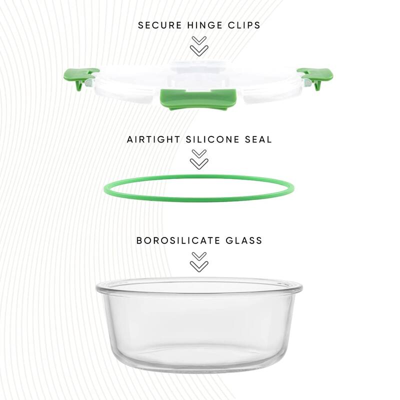 24pc Borosilicate Glass Storage Containers with Lids. 12 Airtight, Freezer Safe Food Storage Containers