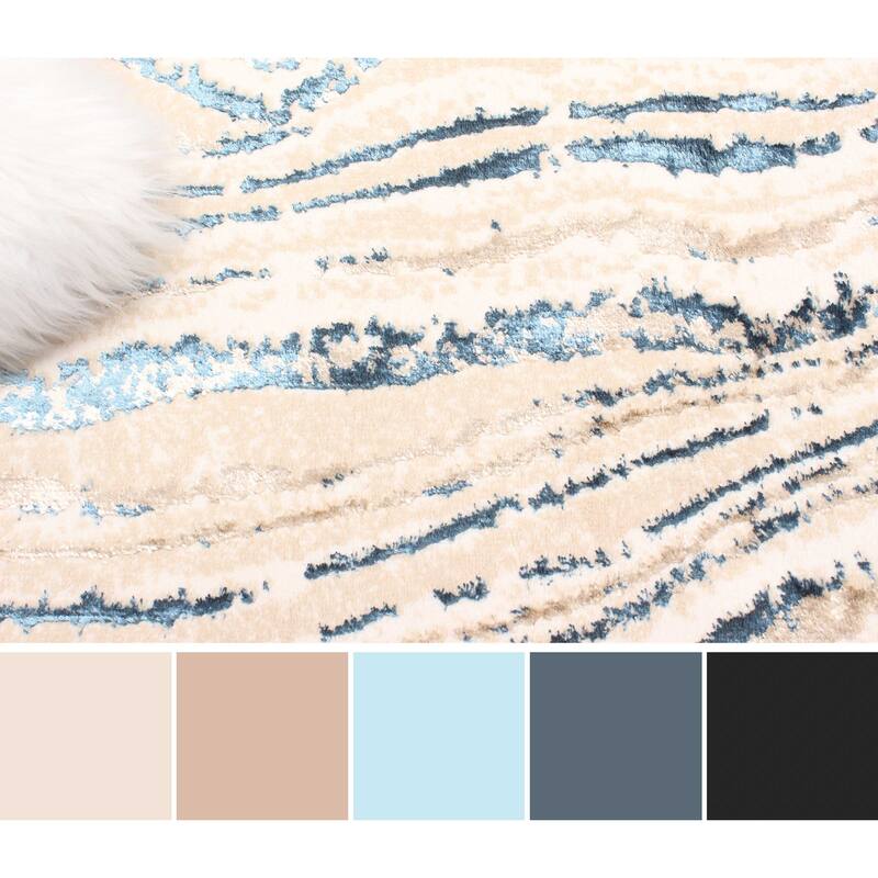 ECARPETGALLERY Machine Made Clara Blue Area Rug