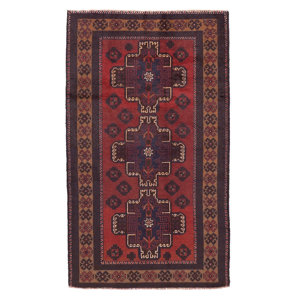 ECARPETGALLERY Hand-knotted Teimani Red Wool Rug - 3'5 x 5'10