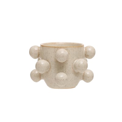 Stoneware Planter with Orbs and Reactive Glaze - 4.4"L x 4.3"W x 2.8"H
