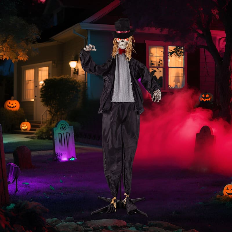 Black Metal Fabric 7.2ft Standing Halloween Animatronic Groom