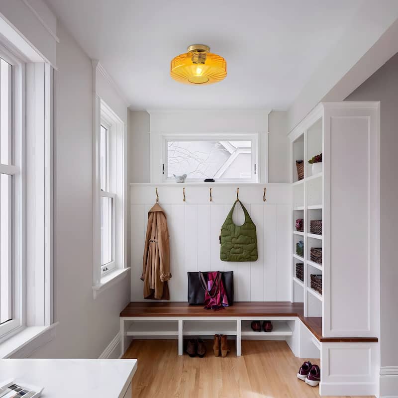 Starsky 1-Light Handcrafted Radiating Texture Art Glass Flush Mount