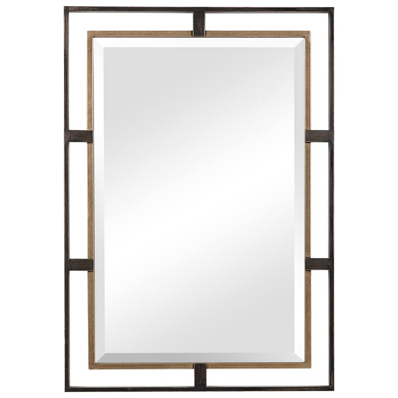 Uttermost 09711 Carrizo 22" W x 32" H Rectangular Framed Bathroom - Distressed Rustic Bronze