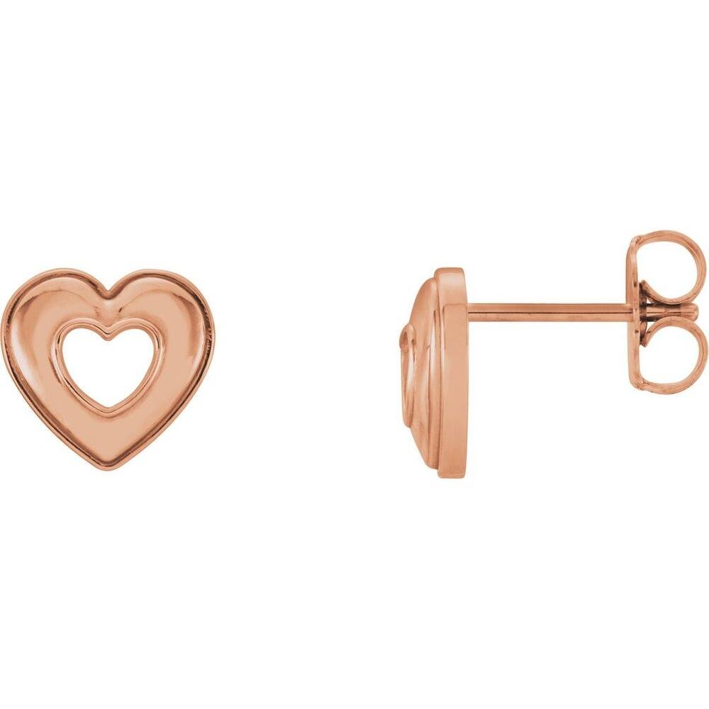 14K Rose Gold Heart Earring for Women