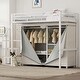 preview thumbnail 1 of 10, White Twin Size Metal Loft Bed with Wardrobe and Storage Shelves for Kids, Boys and Girls, Bedroom Twin - White