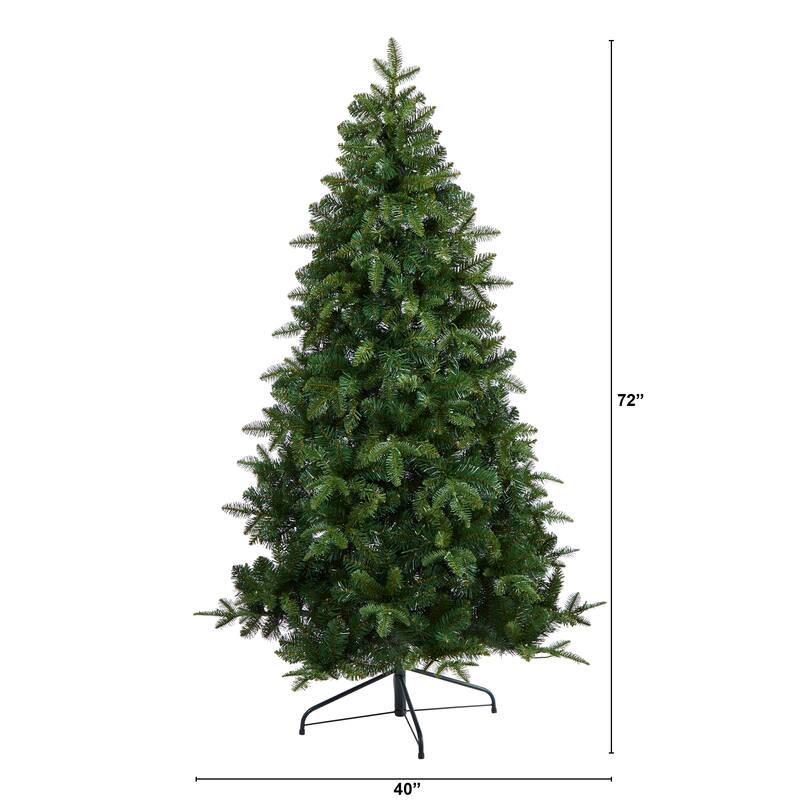 6’ Pre-Lit Grand Teton Flat Back Artificial Christmas Wall Tree, Warm Clear LED Lights - 6.5 Foot