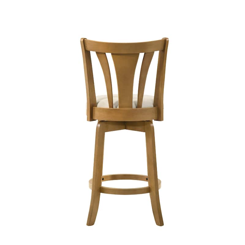 Elle Modern Swivel Bar Stool, Upholstered Counter Height Chair with Wood Frame