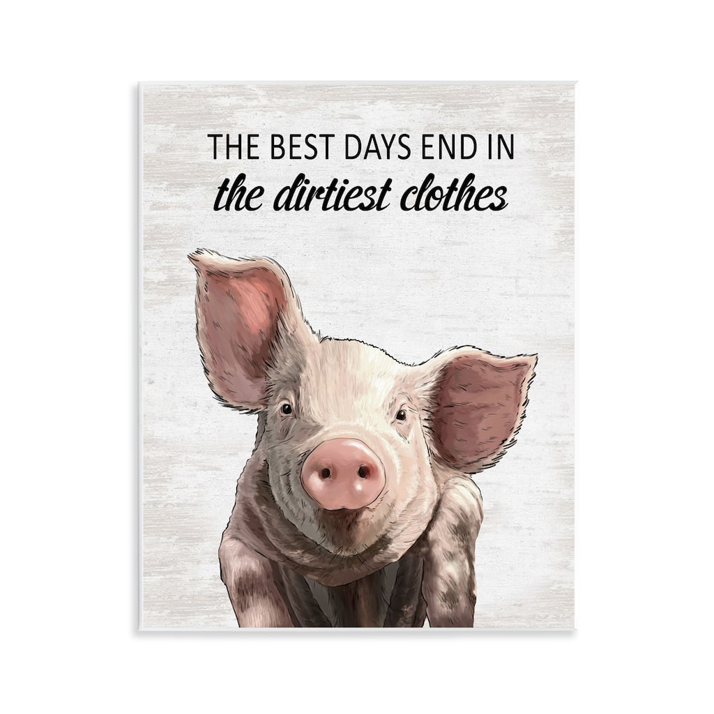 Stupell Best Days & Dirtiest Clothes Pig Wall Plaque Art Design By Lettered and Lined