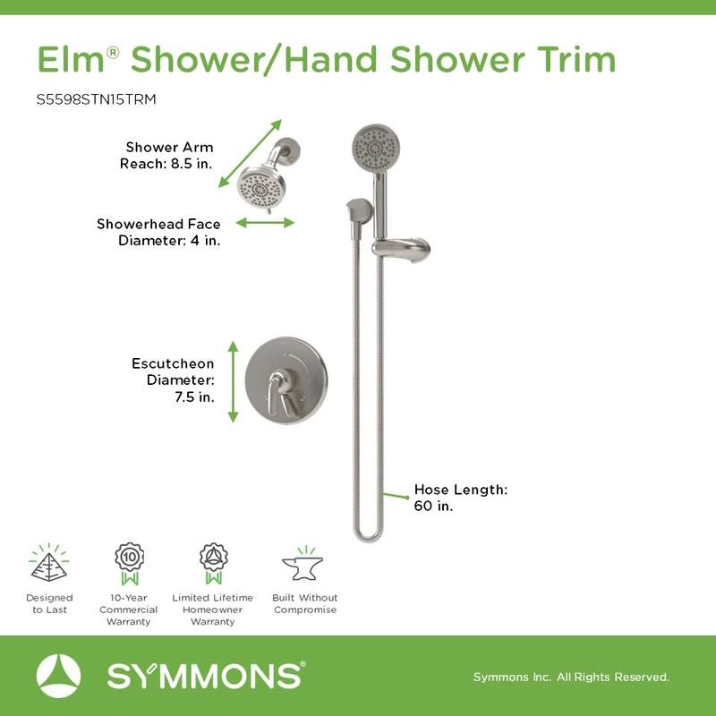 Symmons S559815TRM Elm Shower Only Trim Package with 1.5 GPM Multi