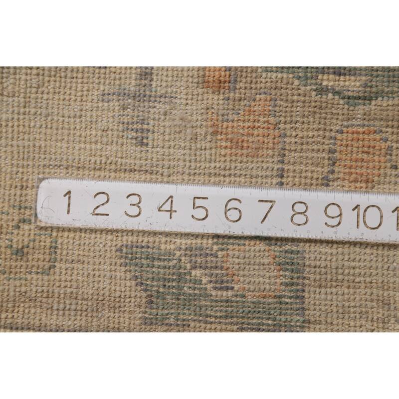 Vegetable Dye Oushak Turkish Large Rug Hand-Knotted Floral Wool Carpet - 9'11"x 14'8"