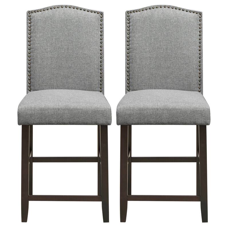 Gymax Set of 2 Fabric Barstools Nail Head Trim Counter Height Dining - See Details