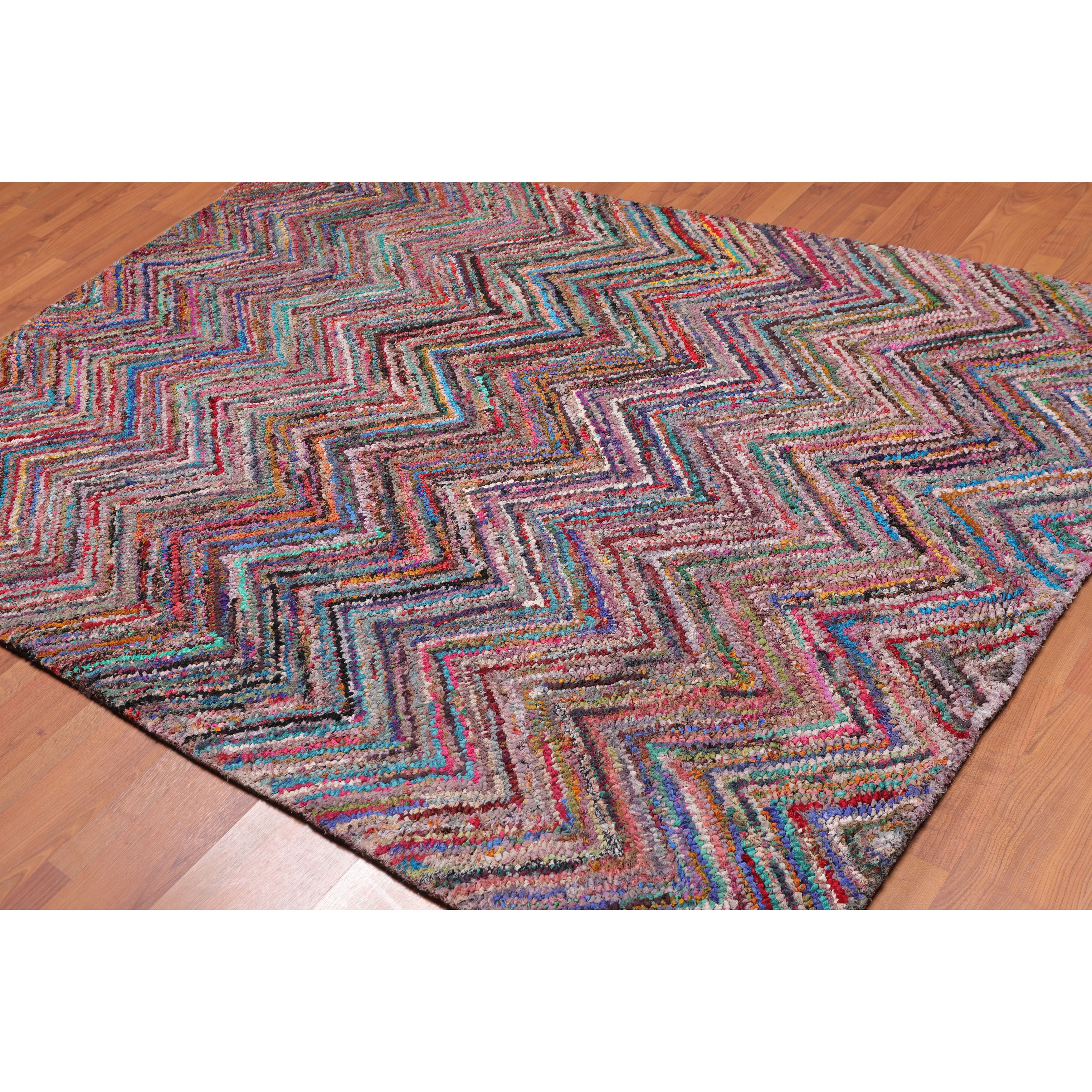 Magic Zig Zag 9' X 12' Feet Kids Multi Color Hand Tufted Modern Style 100% Wool Area Rug /Carpet