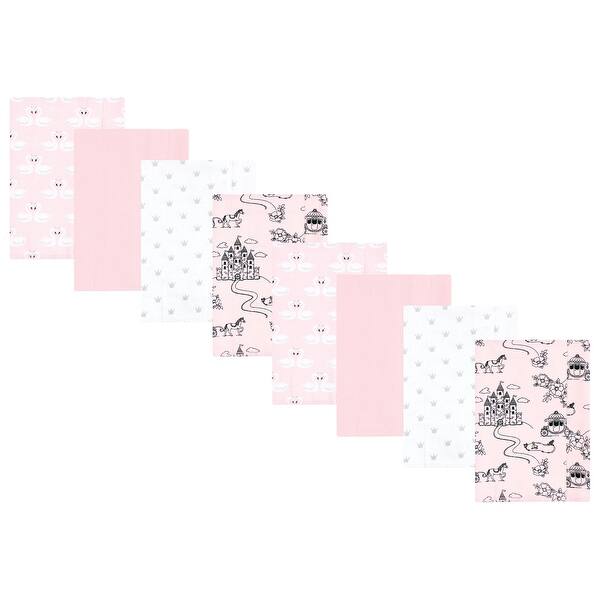 slide 1 of 1, Hudson Baby Boys and Girls Cotton Poly Flannel Burp Cloths 8-Pack, Fairytale Princess, One Size One Size - Fairytale Princess 8-Pack