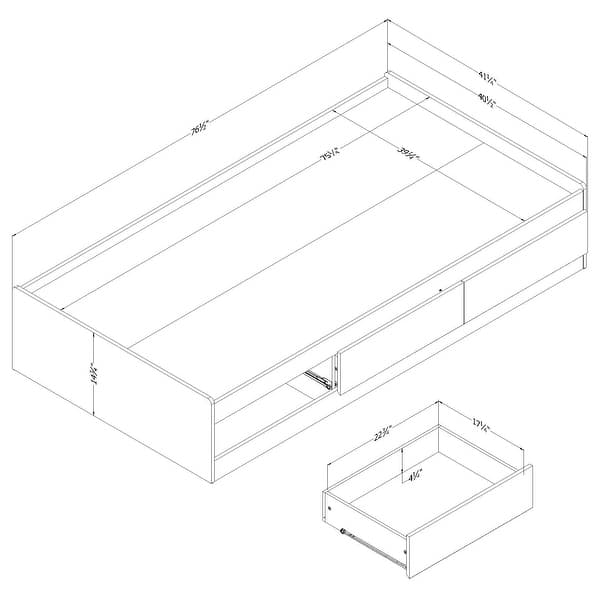 South Shore August 3-Drawer Mates Bed