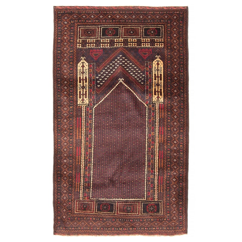 Teimani Brown Rug 3'0" x 5'3" - 3'0 x 5'3 - Dark Brown - 3'0 x 5'3