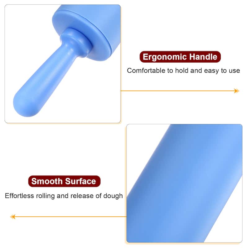 Silicone Rolling Pins for Baking 30cm x 4.2cm Blue & Red - Blue & Red