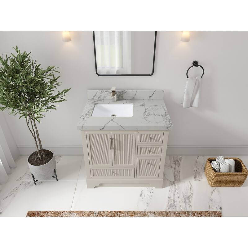 Willow Collections 36 in. W x 22 in. D Alys Left Offset Sink Bathroom Vanity with Countertop
