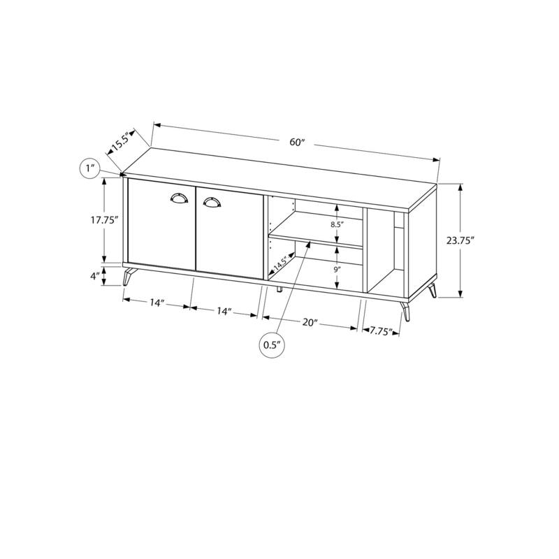 60 Inch Media Console, Industrial-Style TV Stand with 2 Cabinets & 3 Shelves, Modern Living Room Furniture