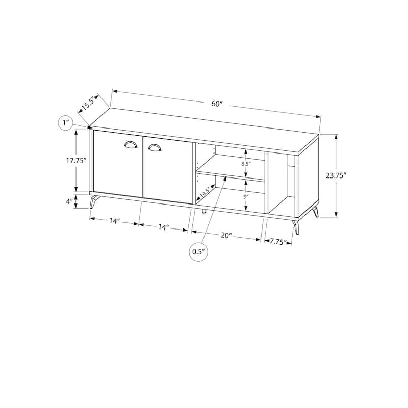 60-Inch TV Stand, Contemporary Media Entertainment Center, Storage Cabinets and Adjustable Shelves, Industrial Style