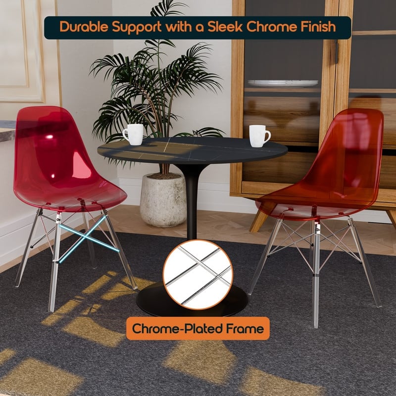 Dover Modern Acrylic Accent Side Chair with Eiffel-Style Legs for Dining Room, Kitchen, Office, or Indoor/Outdoor Seating