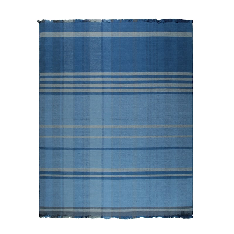 Home Decor EORC Hand-Knotted Wool Flat Weave Rug, Denim Stylish and Durable Area Rug for Adding Comfort and Texture to You