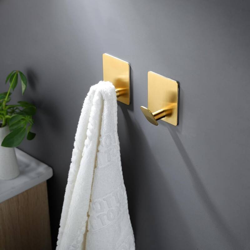 (Pack of 4) Adhesive Hooks Towel/Coat Hooks Stick to Bathroom or Kitchen