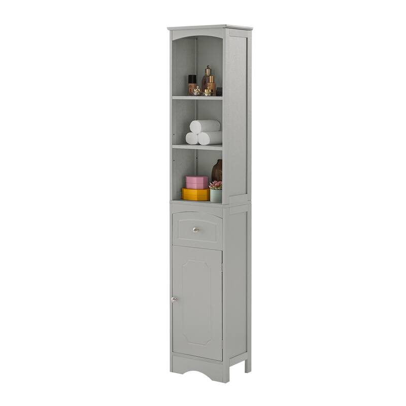 Bathroom Corner Cabinet, Multi-Functional Wooden Bathroom Cabinet, Freestanding Storage Cabinet with 1 Door & Adjustable Shelves