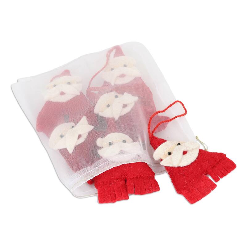 Novica Handmade Santas Coming Wool Felt Ornaments (Set Of 6)