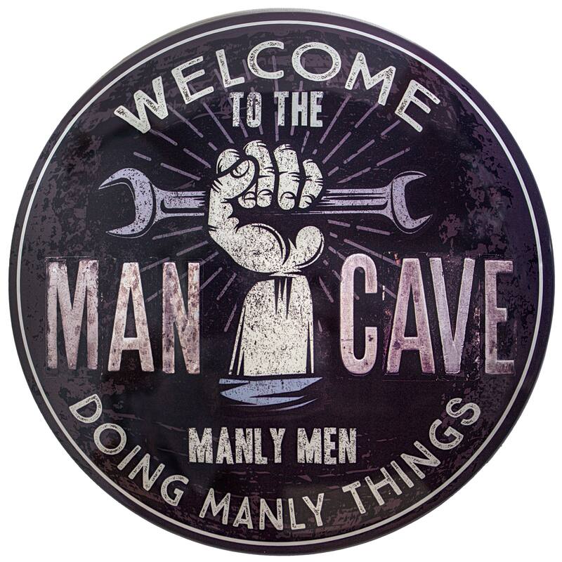 Man Cave Dome Shaped Metal Sign Wall Decor - Purple