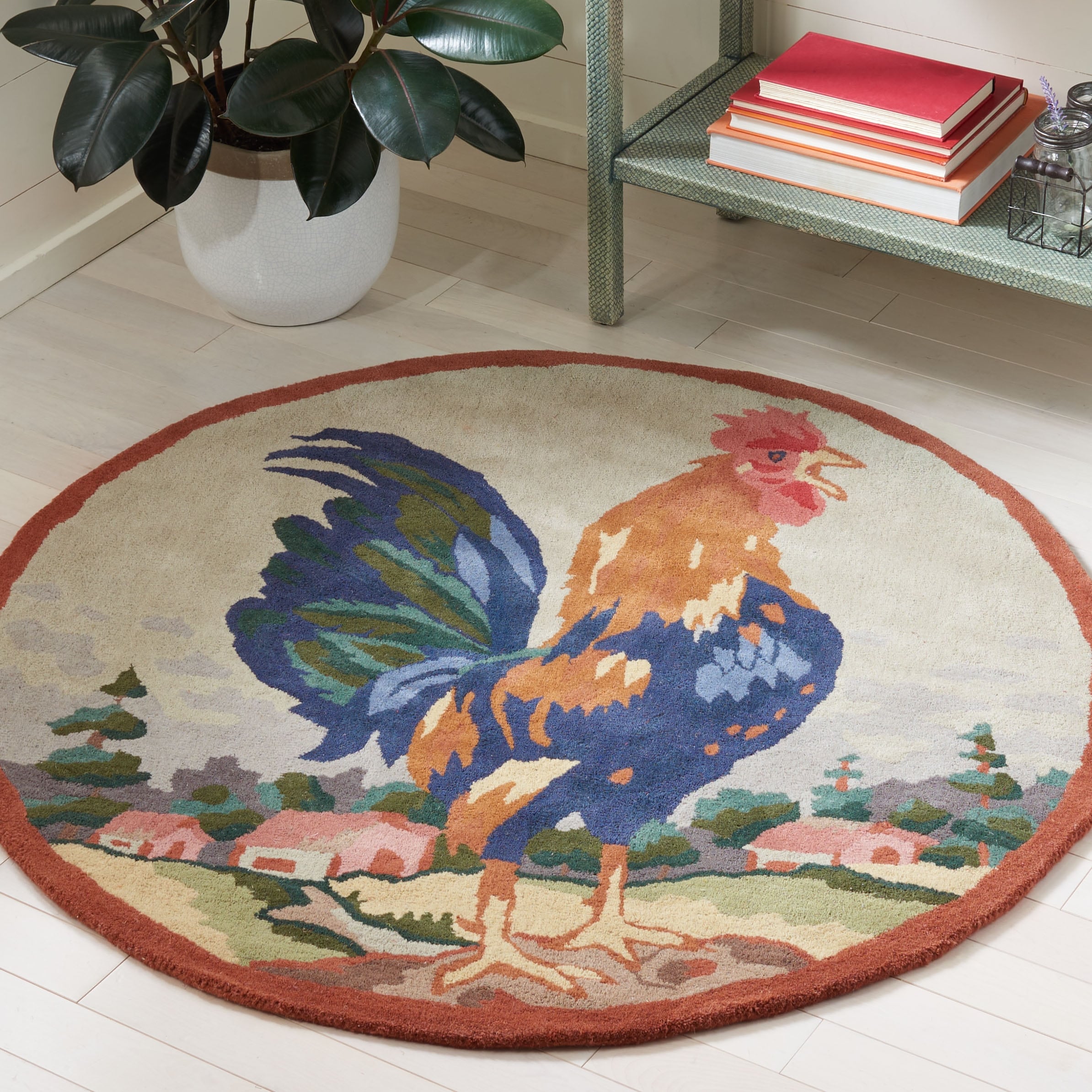 SAFAVIEH Handmade Novelty Zvetelina Rooster Wool Rug