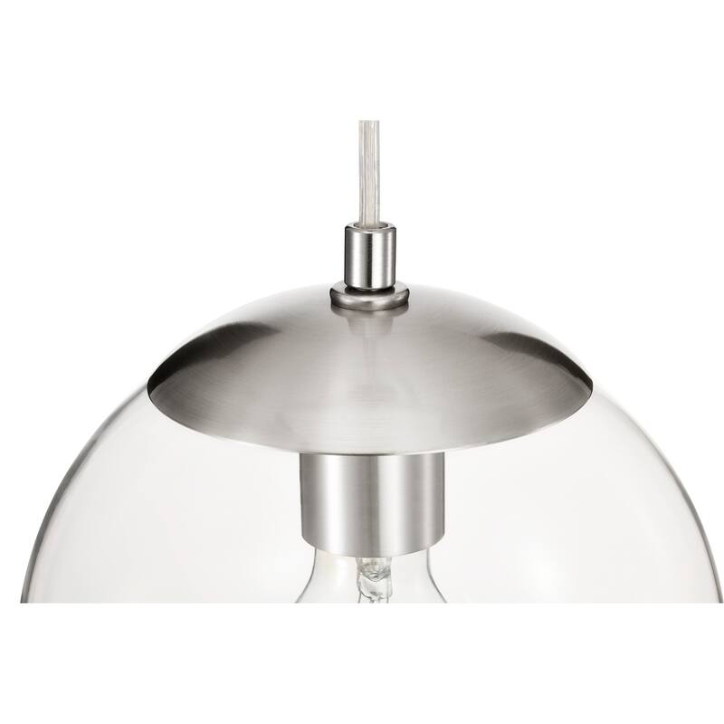 7.75 in. 1-Light Brushed Nickel Pendant Light with Clear Globe Glass Shade - Brushed Nickel