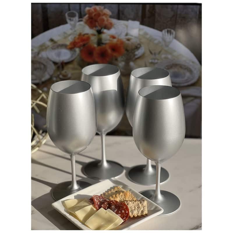 LeadingWare Metallic Gold Color Plastic Wine Glasses Set of 4 (20oz