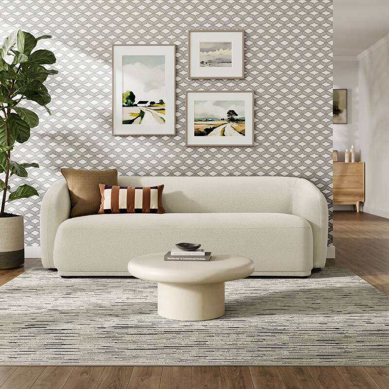 Monica 88 Inch Boucle Fabric Sofa - Cream