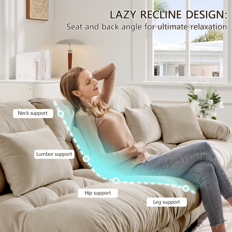 133.8" 3 Seater Modular Sofa, Oversized Upholstered Sectional Couches for Living Room, Chenille Fabric Couch Set with Ottoman