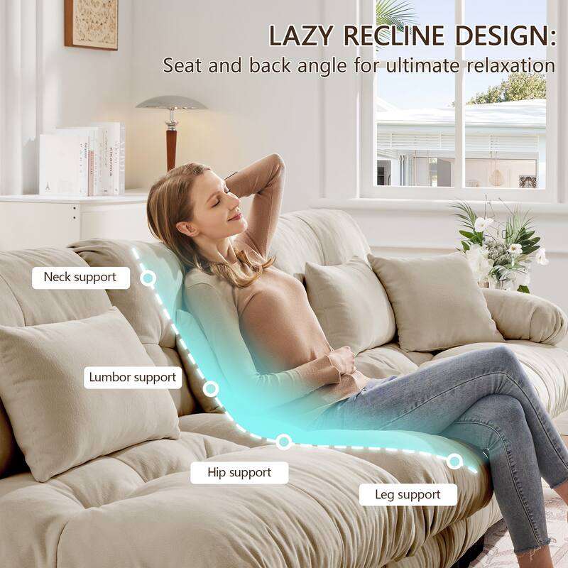 Modular Chenille Couch Sectional Sofa with Ottoman, Throw Pillows