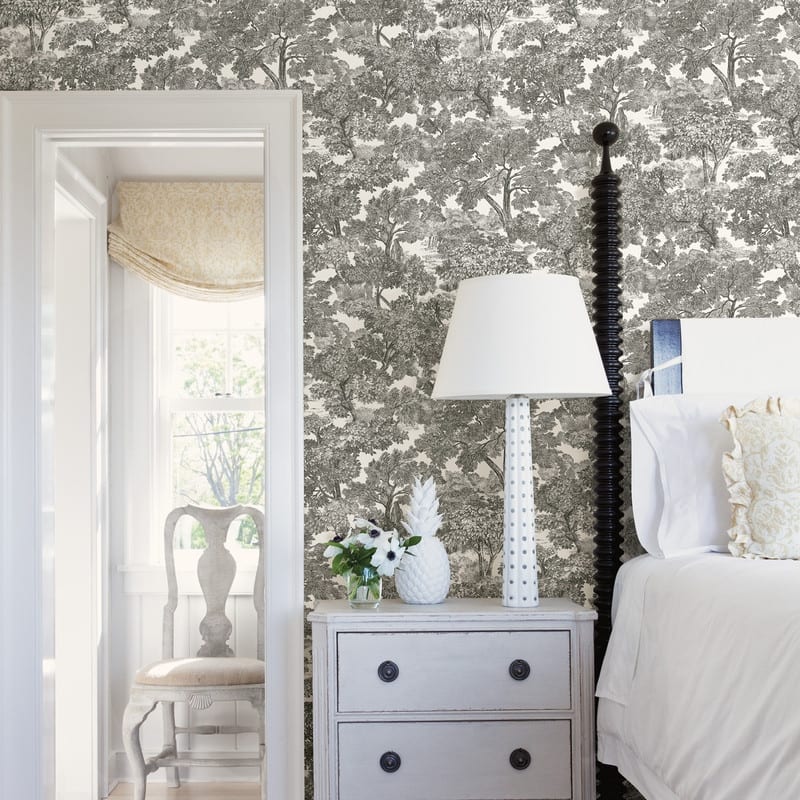 Chesapeake Spinney Black Toile Wallpaper - 20.5in x 396in x 0.025in