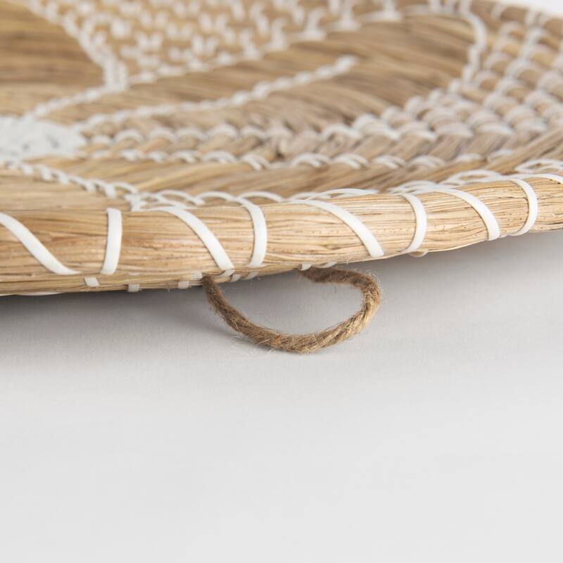 Mekhi Light Brown Seagrass w/ White String Round Wall Hanging Plate