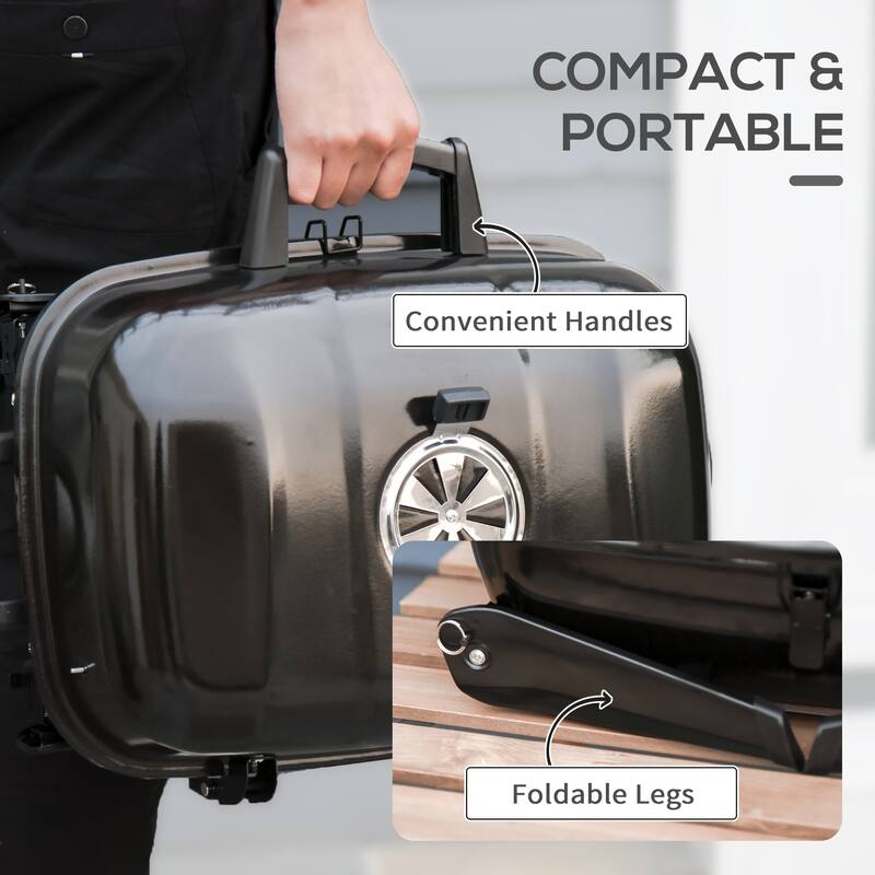 14" Portable Tabletop Small BBQ Grill for Outdoor Cooking, Camping