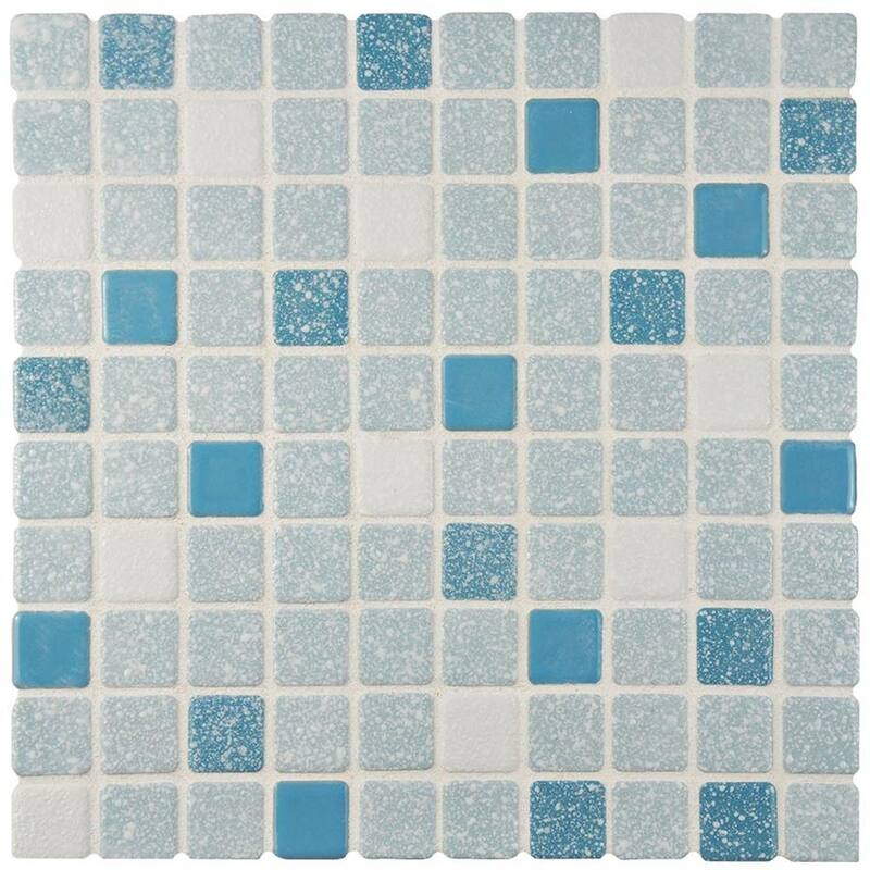 Merola Tile Crystalline Square Blue 12" x 12" Porcelain Floor and Wall Tile