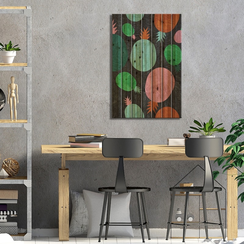 Paper Pineapple Print On Wood by Susana Paz - Multi-Color