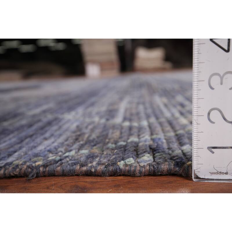 Blue Trellis Moroccan Area Rug Hand-Knotted Wool Carpet - 9'0"x 12'10"