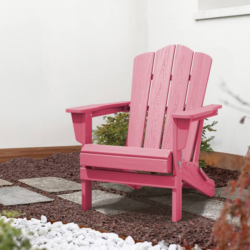 Plastic Folding Outdoor Patio Adirondack Chair With Slat Seat