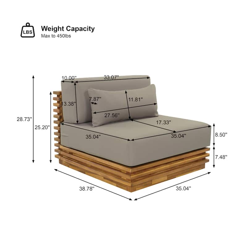 Christopher Knight Home - Outdoor 2-Piece Wood Conversation Set with Cushions and Side Table